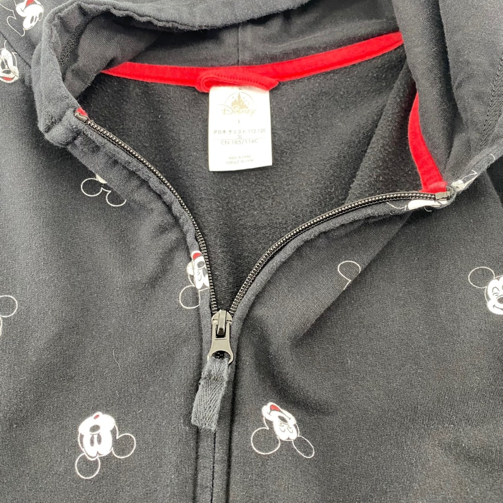 Disney Mickey Mouse All Over Print Zip Up Hoodie Black Womens Large - Picture 4 of 7